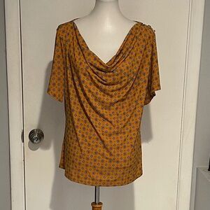 Michael Kors Women Design Cowl Neck Marigold Top Shirt - Size XL - NEW With Tags